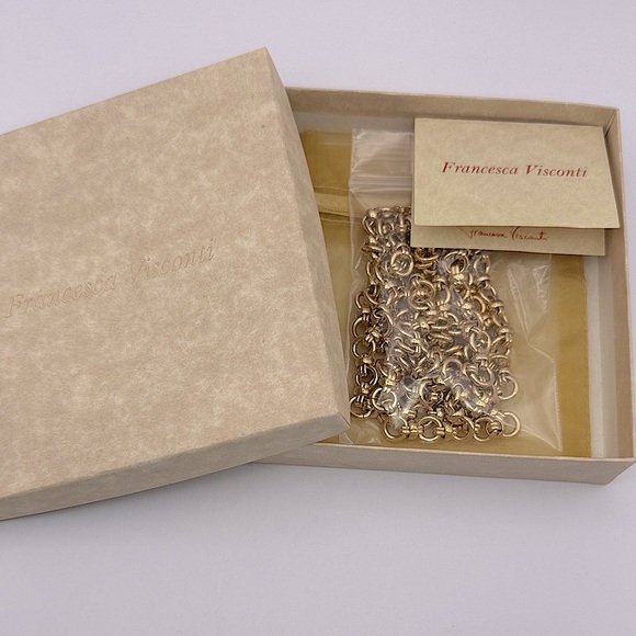 Francesca Visconti 48” Gold Double Love Knot Link Chain Long Necklace w Gift Box - Picture 7 of 8